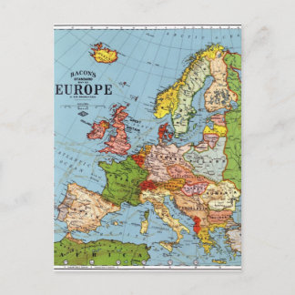 Vintage Europe 20th Century General Map Postcard
