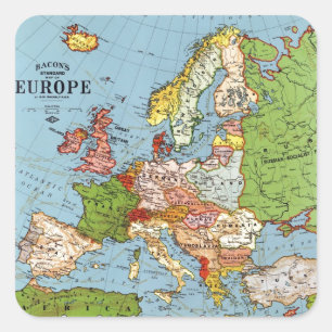Vintage Europe 20th Century General Map Square Sticker