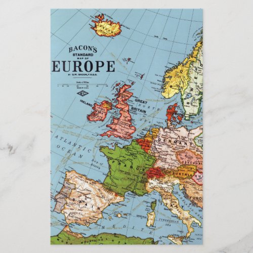 Vintage Europe 20th Century General Map Stationery
