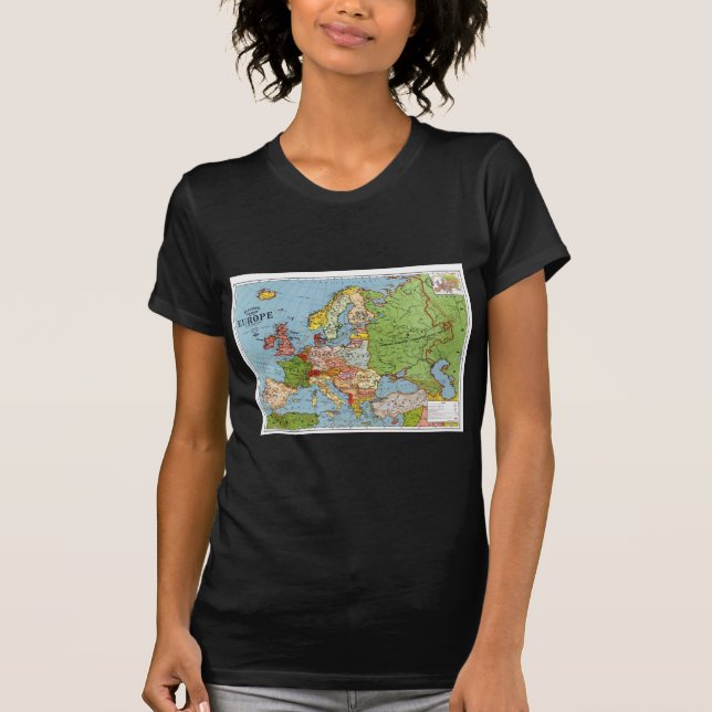 Vintage Europe 20th Century General Map T-Shirt (Front)