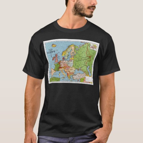 Vintage Europe 20th Century General Map T_Shirt