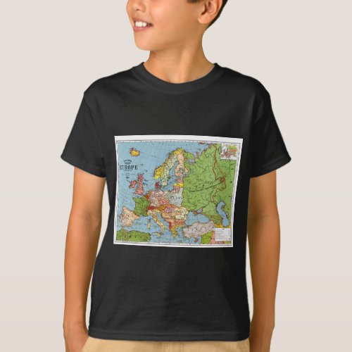 Vintage Europe 20th Century General Map T_Shirt