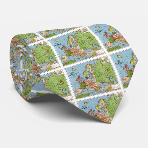 Vintage Europe 20th Century General Map Tie