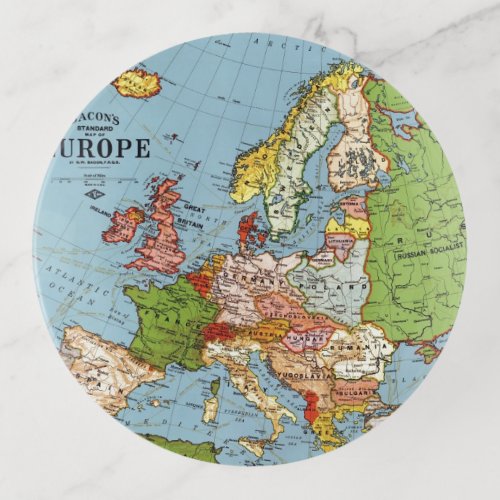 Vintage Europe 20th Century General Map Trinket Tray