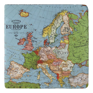 Vintage Europe 20th Century General Map Trivet