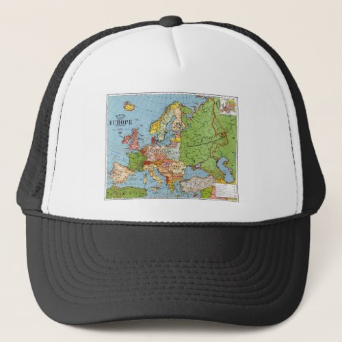 Vintage Europe 20th Century General Map Trucker Hat