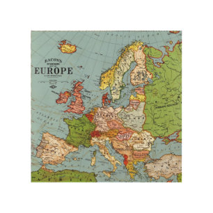 Vintage Europe 20th Century General Map Wood Wall Art