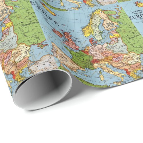 Vintage Europe 20th Century General Map Wrapping Paper