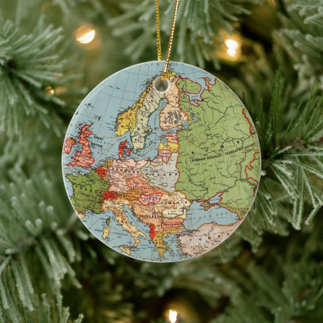Vintage Europe Map Ceramic Ornament (Tree)