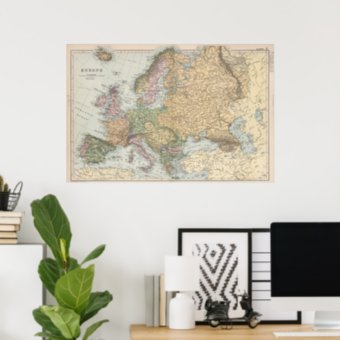 Vintage Europe Map Poster | Zazzle