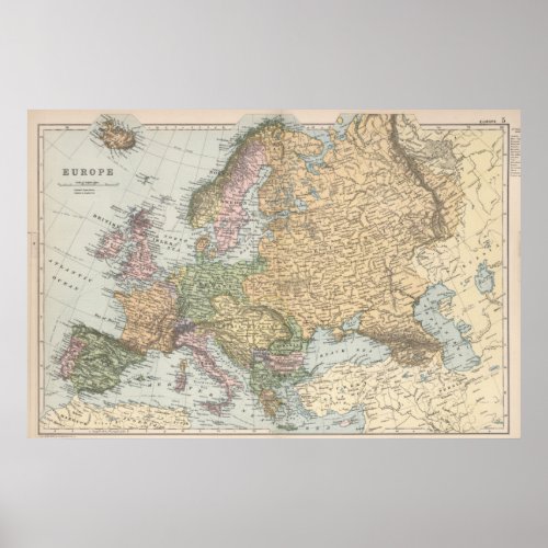 Vintage Europe Map Poster