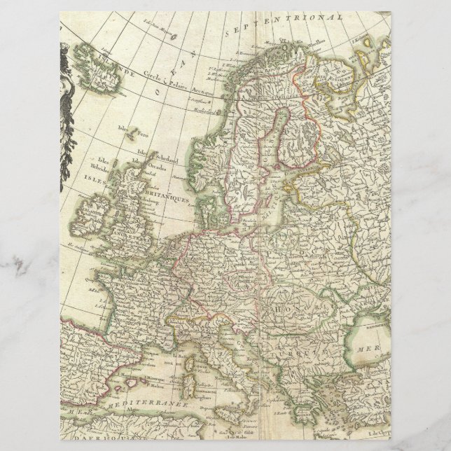 Vintage Europe old map cartography geographical  (Front)