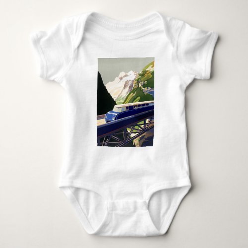 Vintage Europe Rail Travel Baby Bodysuit