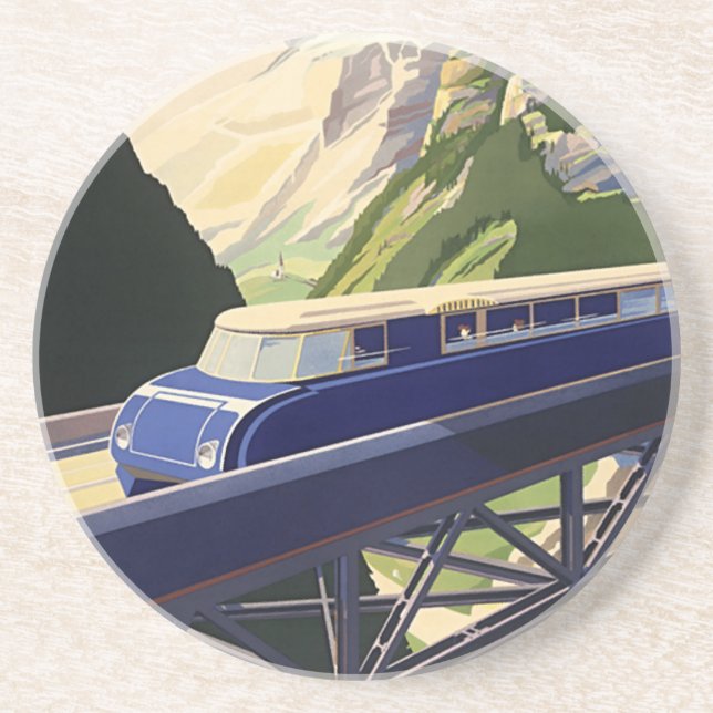 Vintage Europe Rail Travel Coaster (Front)