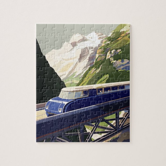 Vintage Europe Rail Travel Jigsaw Puzzle (Vertical)