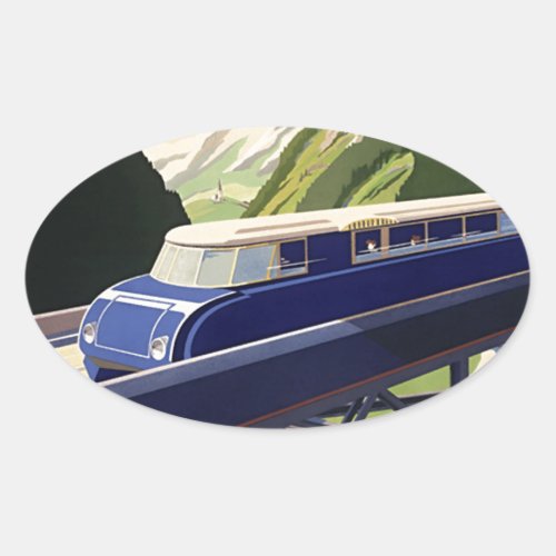 Vintage Europe Rail Travel Oval Sticker