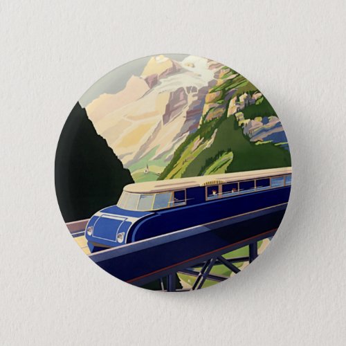 Vintage Europe Rail Travel Pinback Button