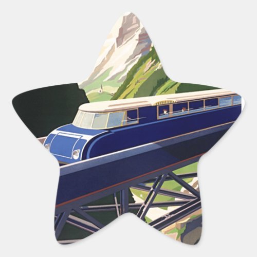 Vintage Europe Rail Travel Star Sticker