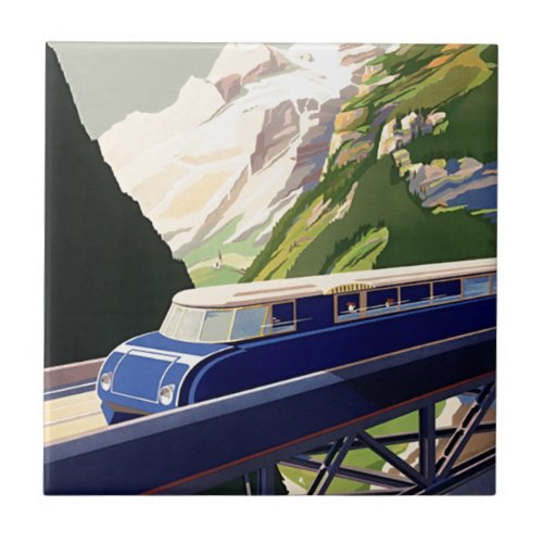 Vintage Europe Rail Travel Tile