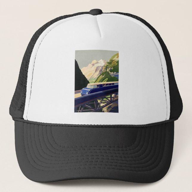 Vintage Europe Rail Travel Trucker Hat (Front)