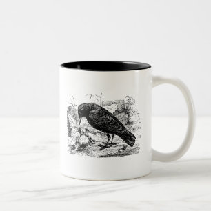 Vintage European Carrion Crow Bird Crows Birds Two-Tone Coffee Mug