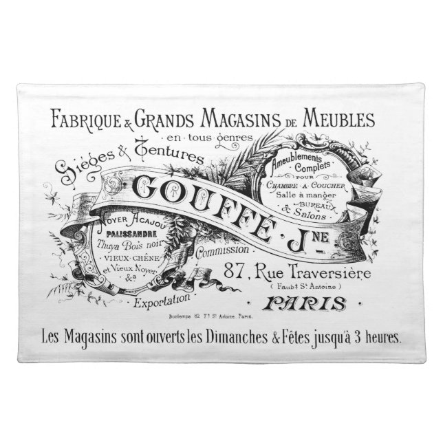 Vintage European Manufacturer Advertisement Cloth Placemat (Front)