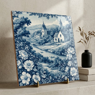 Vintage European Pastoral Farmhouse Toile De Jouy Ceramic Tile