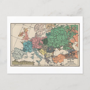 Vintage European Travel Map Holiday Postcard