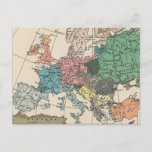 Vintage European Travel Map Holiday Postcard