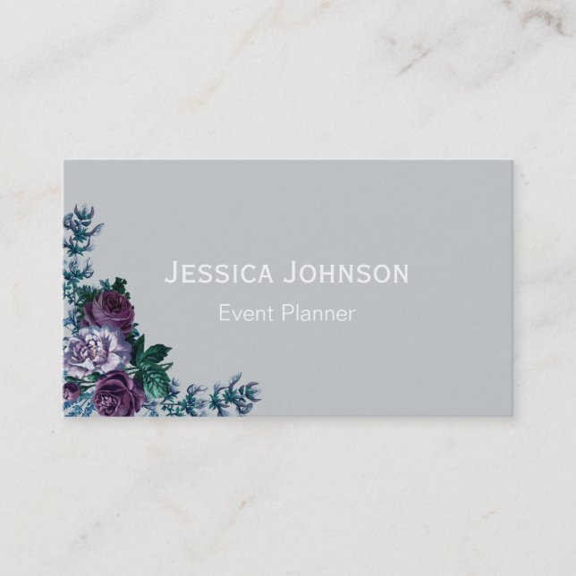 Vintage Event Planner Floral  Business Card (Front)
