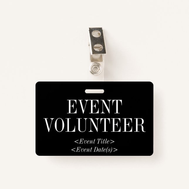Vintage "EVENT VOLUNTEER" Badge (Front with Clip)