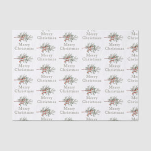 Vintage Evergreen Juniper Branch Holiday Tissue Paper