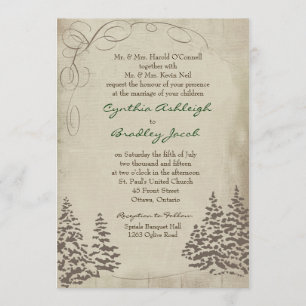 Vintage Evergreen Wedding Invitation