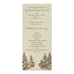 Vintage Evergreen Wedding Program 4x9.25 Paper Invitation Card