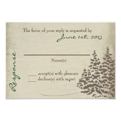 Vintage Evergreen Wedding Response Card 3.5