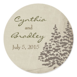 Vintage Evergreen Wedding Sticker