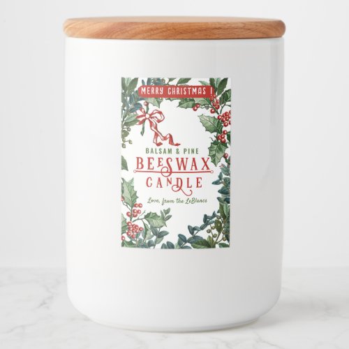 Vintage Evergreens and Red Bow Balsam Candle Label