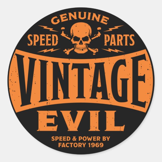Vintage Evil 002B Classic Round Sticker (Front)