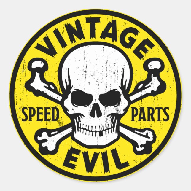 Vintage Evil 007A Classic Round Sticker (Front)