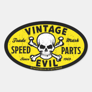 Vintage Evil 007A Oval Sticker