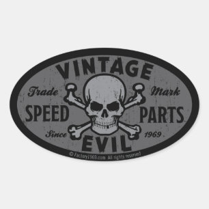 Vintage Evil 007B Oval Sticker