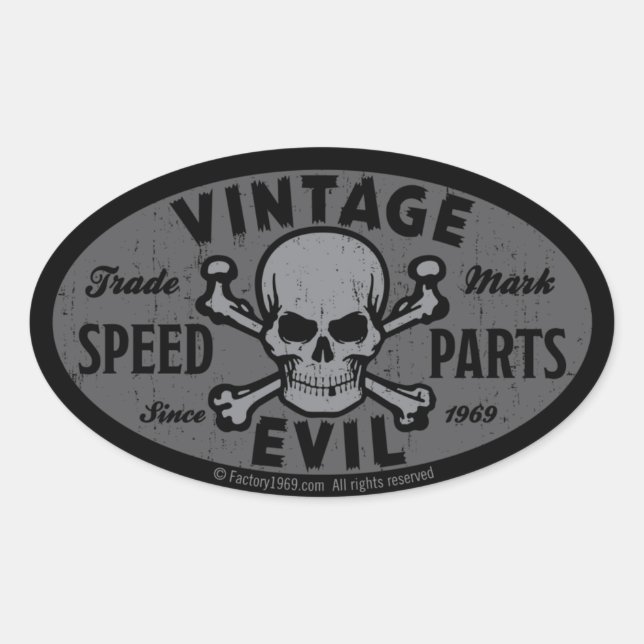 Vintage Evil 007B Oval Sticker (Front)