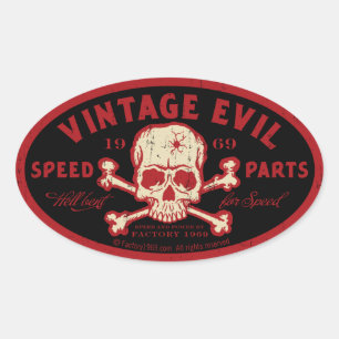 Vintage Evil 016A Oval Sticker