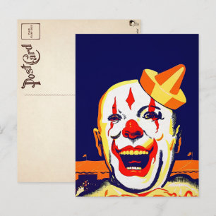 Vintage Evil Clown Postcard