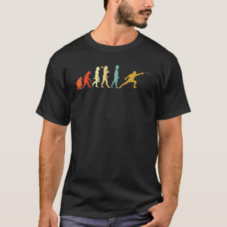Vintage Evolution Of Fencing Sport Outfit Retro Fe T-Shirt