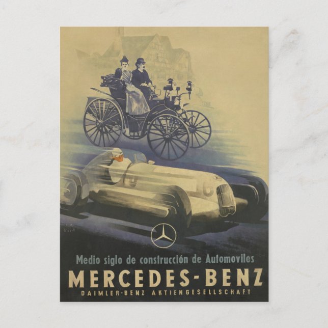 Vintage Evolution of the Classic Car Postcard (Front)