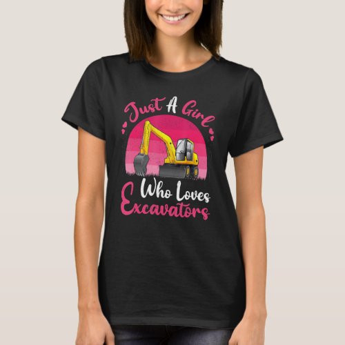 Vintage Excavator  Just A Girl Who Loves Excavator T_Shirt