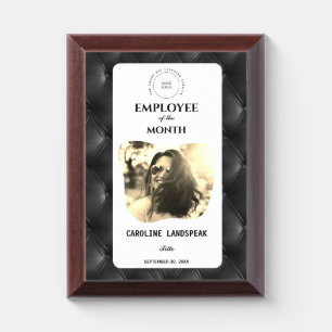 Vintage Executive Tufted Black Leather Office Award Plaque