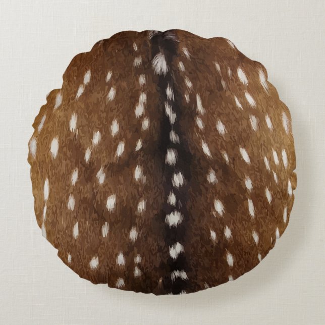 Vintage Exotic Axis Deer Hide Print Round Pillow (Front)