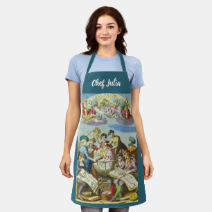 Vintage Explorers with Antique Globe Map, 1542 Apron